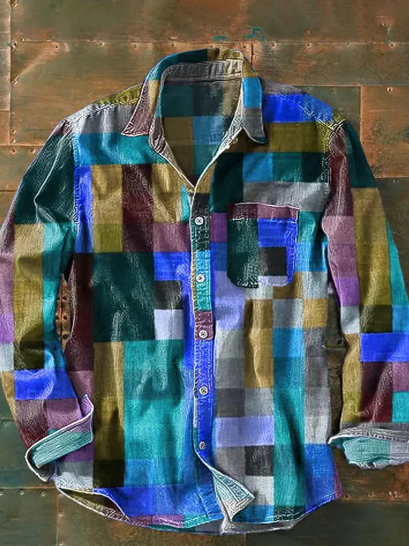 Hemd Herren langarm Patchwork – Ansicht 3