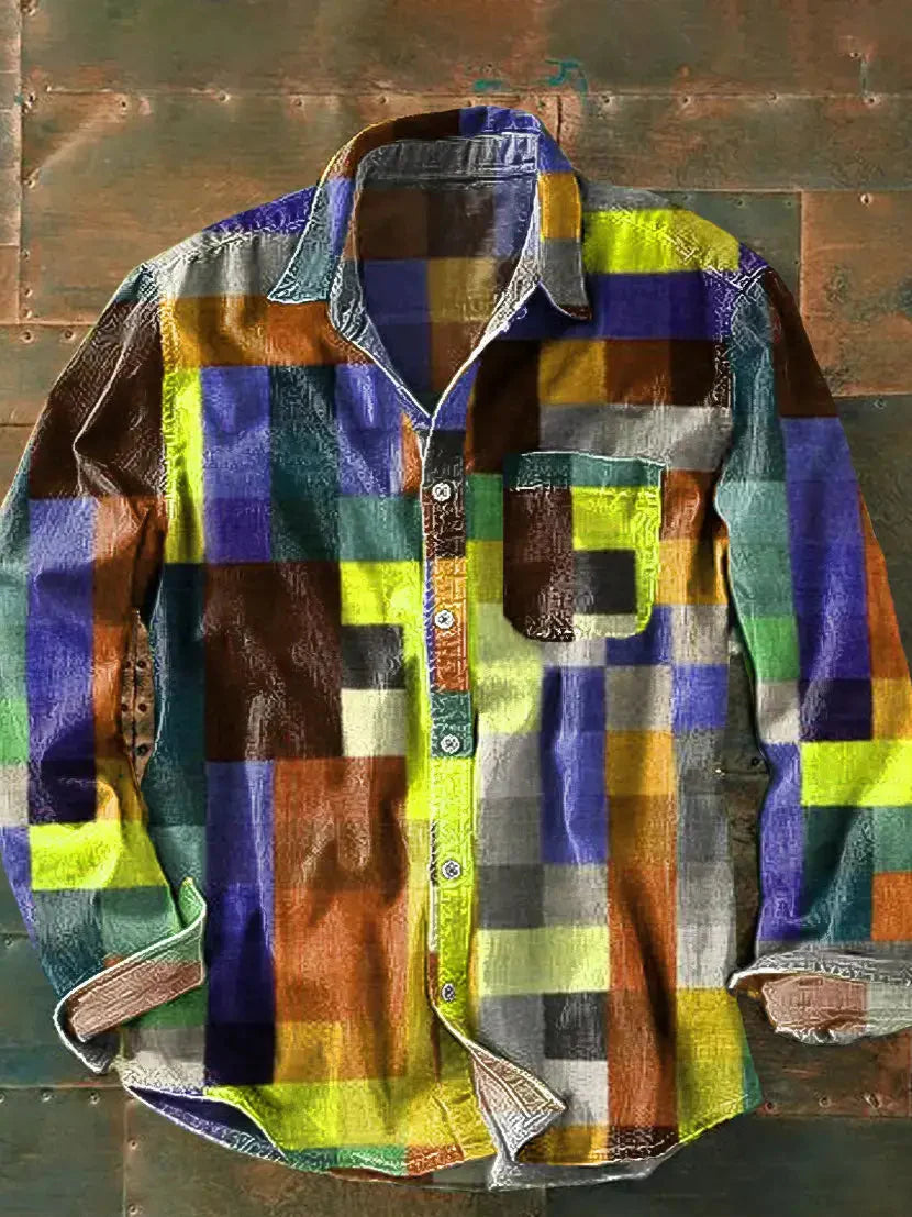 Hemd Herren langarm Patchwork – Ansicht 4