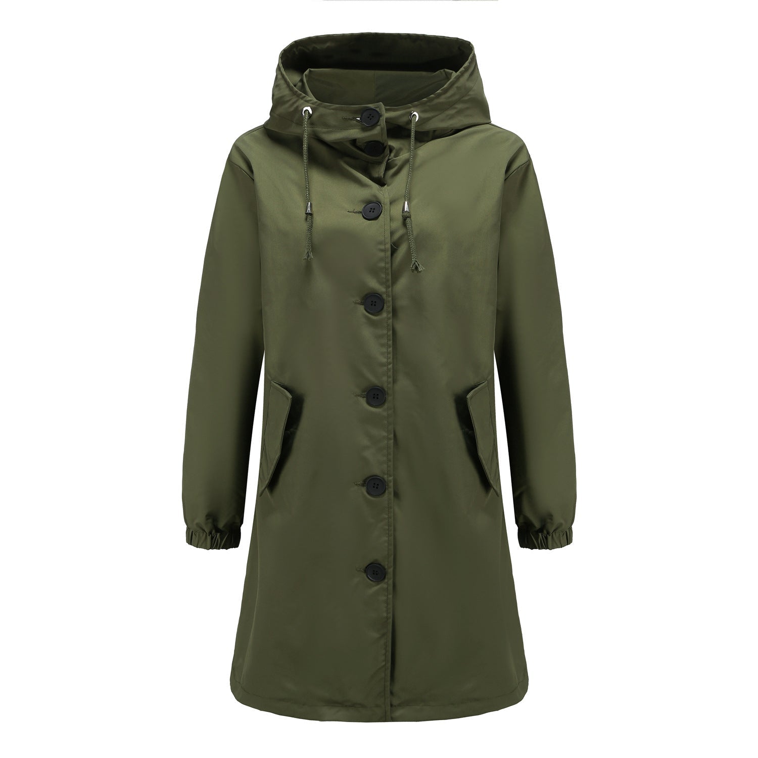 Regenjacke mit Kapuze | Lange Mantel Lockere Passform für Übergangszeit