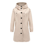 Regenjacke mit Kapuze | Lange Mantel Lockere Passform für Übergangszeit