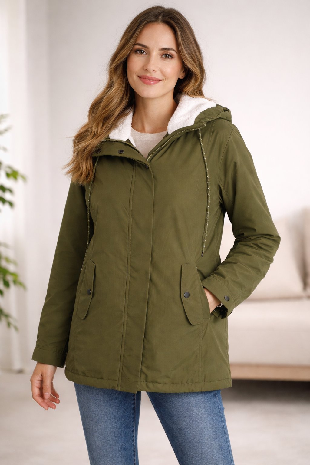 Vera - Lange Winterjacke mit Kapuze für Damen Detail