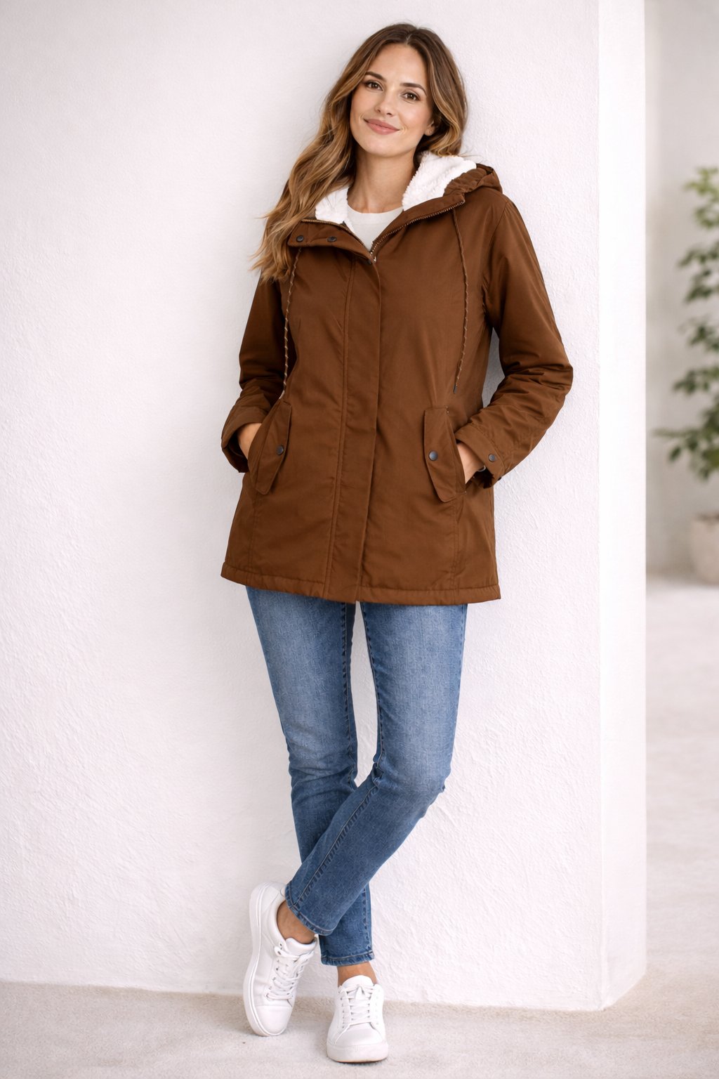 Vera - Lange Winterjacke mit Kapuze für Damen Side