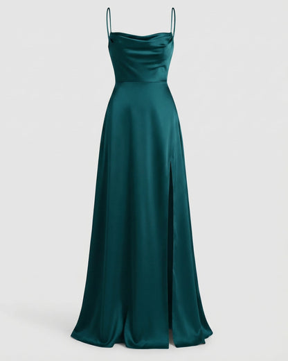 Violet - Elegantes Seiden Maxikleid für Damen Back