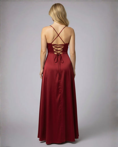 Violet - Elegantes Seiden Maxikleid für Damen Detail